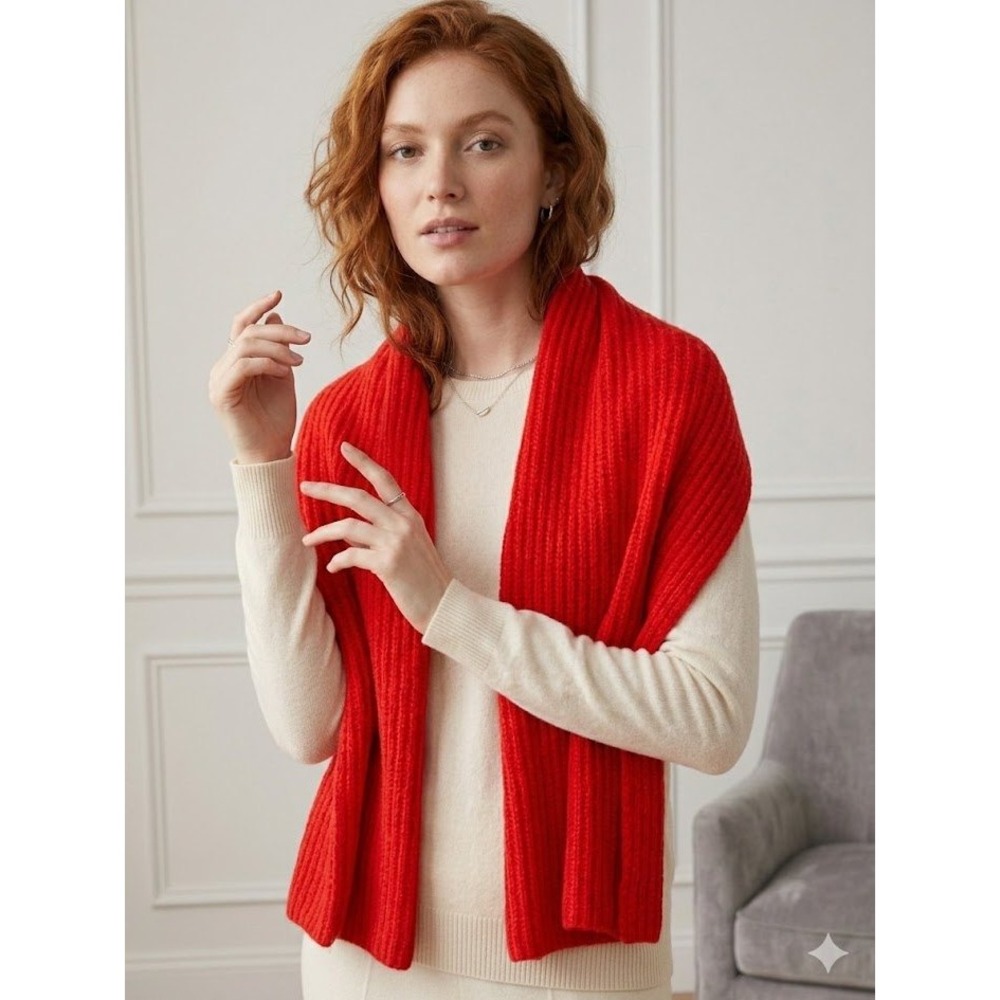 Old Navy Red Ribbed Knit Wrap Scarf One Size New With Tags Soft Winter